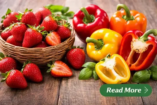 Strawberries and bell peppers