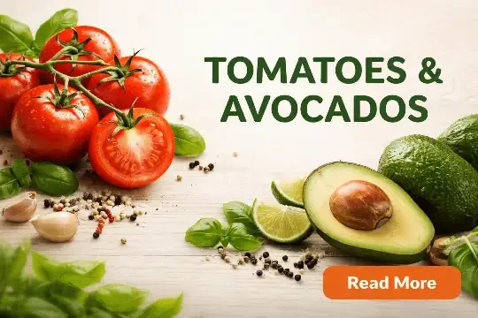Tomatoes and avocados